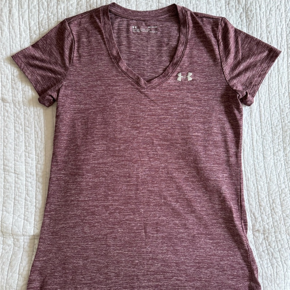 Under Armour Women's Heathered V-Neck Tee - Burgundy